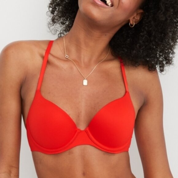 Aerie Real Sunnie Demi Push-Up Strappy Bra Holiday Red 32C - Picture 1 of 13